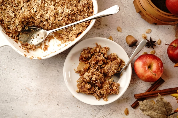 A delicious bowl of apple crumble oats