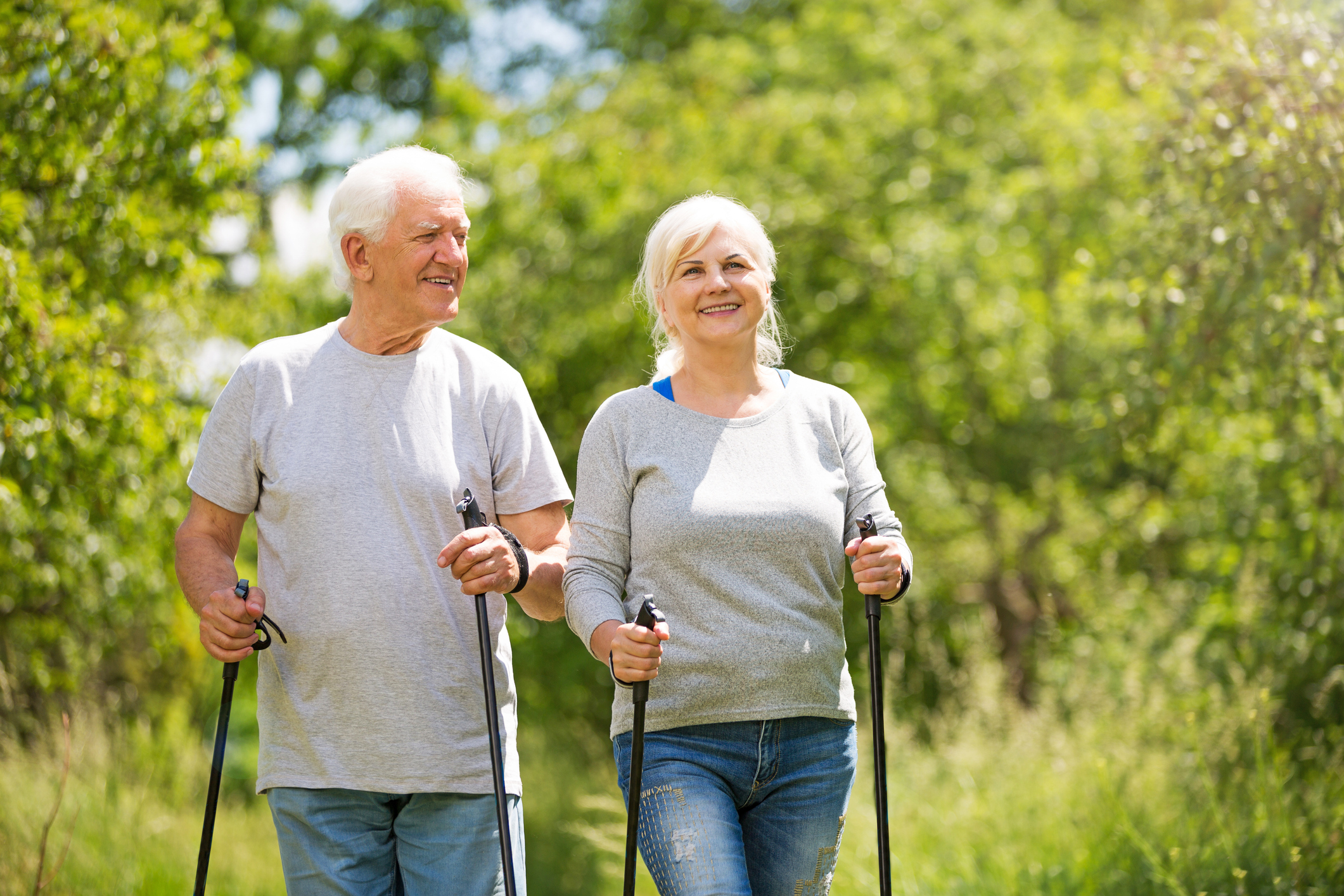 Nordic walking with poles for balance
