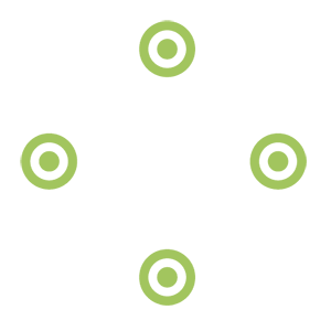 Four circles with a dot in the middle